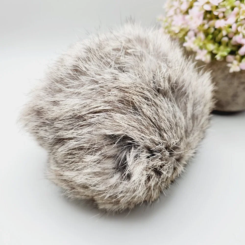 Genuine Brown Rabbit Fur Puffy Large Giant Vintage Brooch Hat Pin